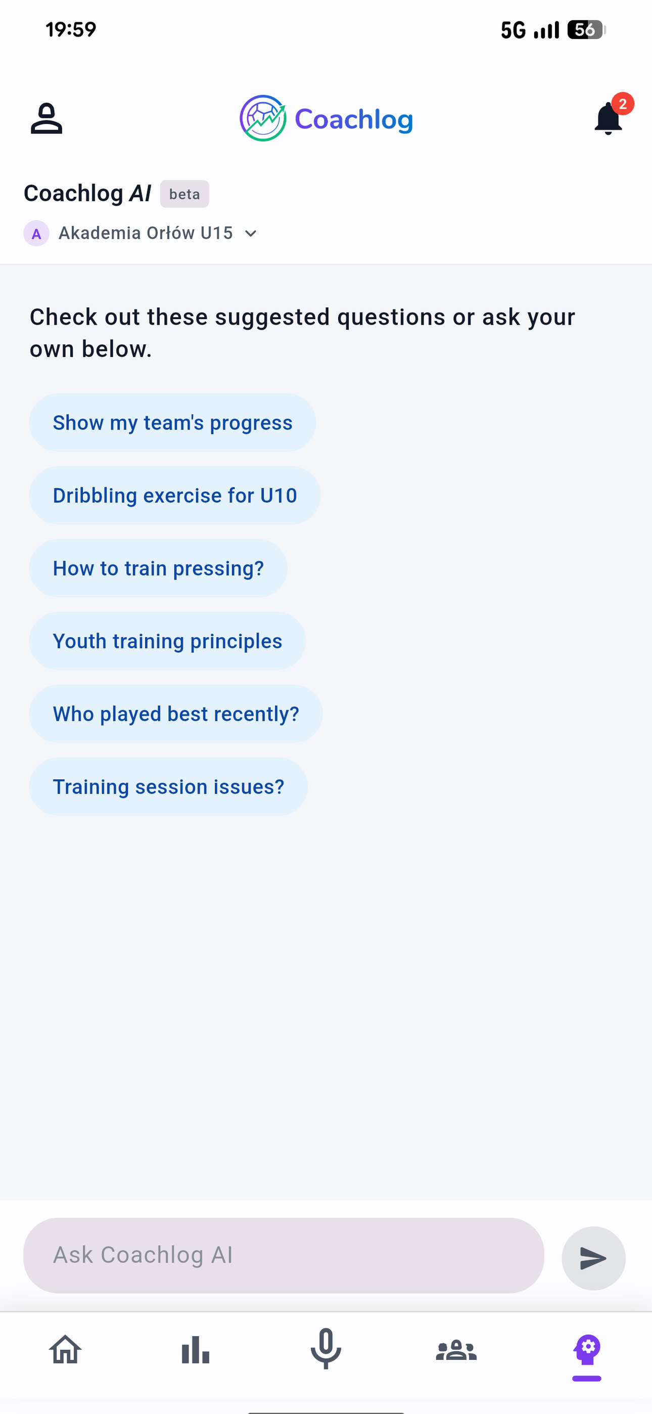Coachlog AI assistant chat